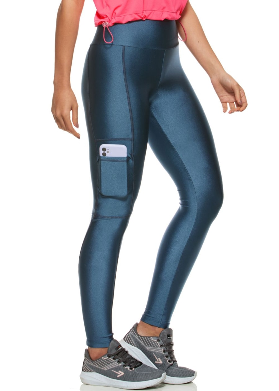 CALÇA LEGGING PAINT AZUL COM BOLSO