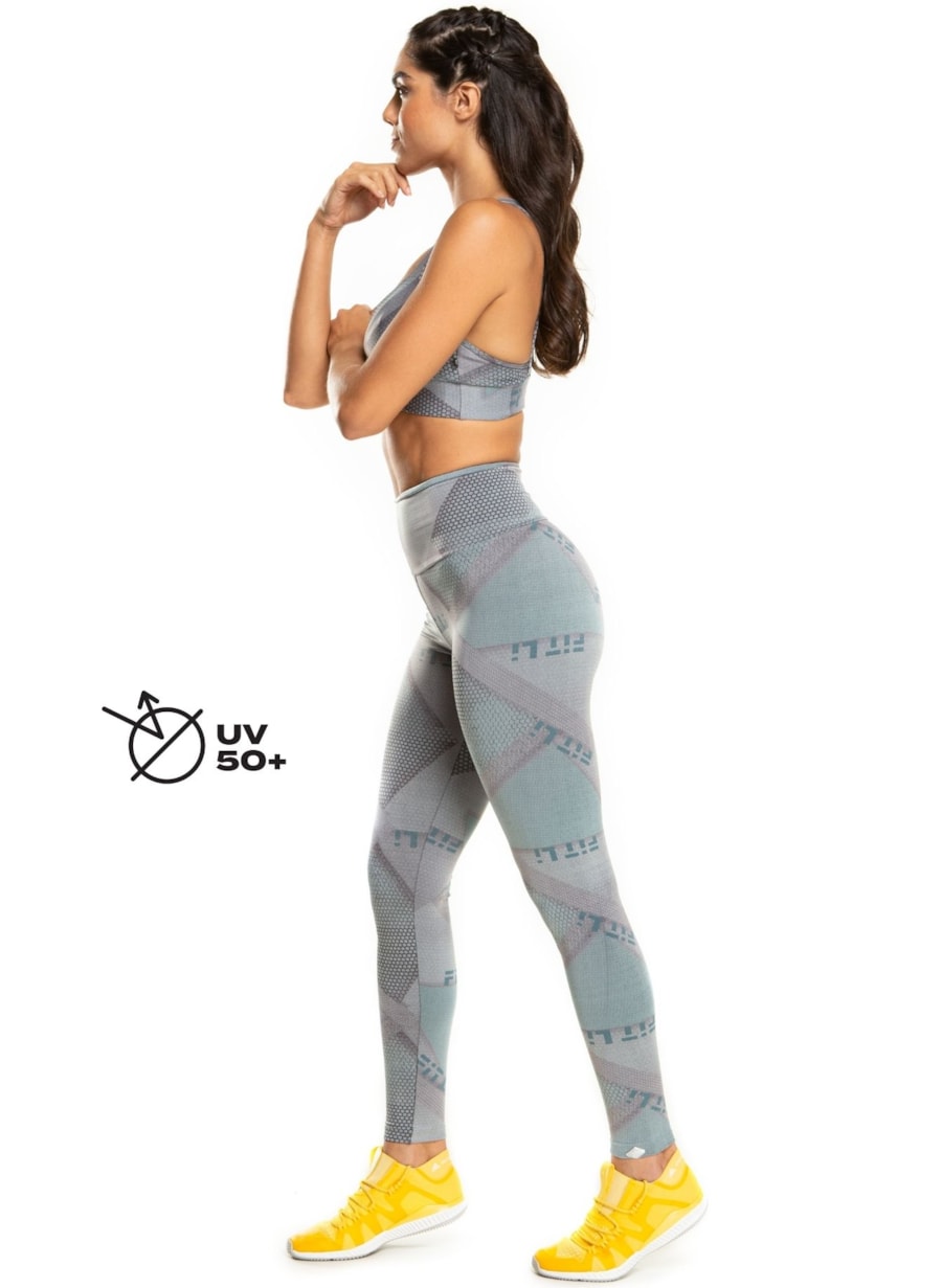 CALÇA LEGGING POSTER CINZA GEO