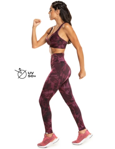 CALÇA LEGGING POSTER FLORAL BORDÔ CALÇA LEGGING POSTER FLORAL BORDÔ