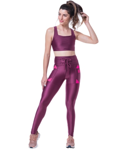 CALÇA LEGGING ROAD ROSA VIOLETA