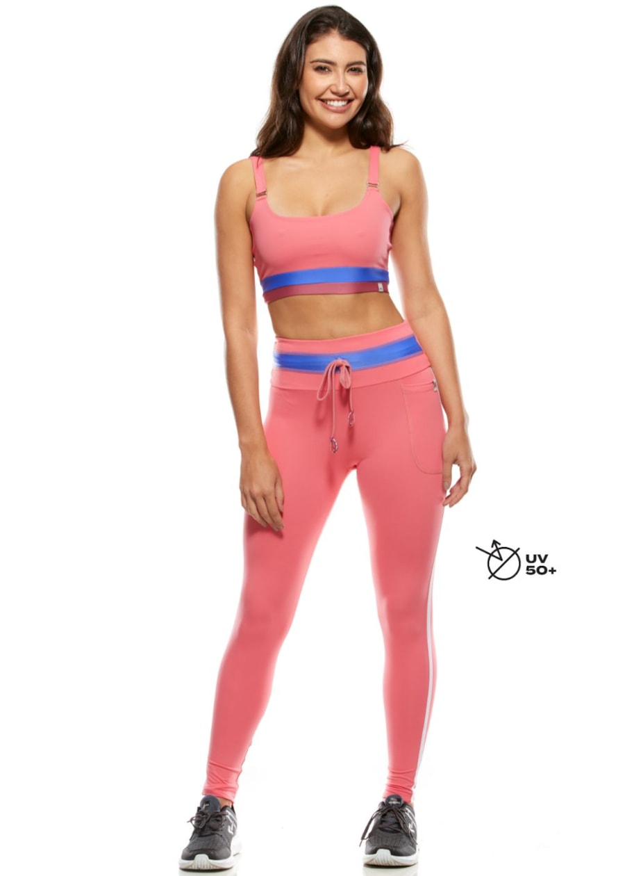 CALÇA LEGGING SENSATION ROSA GOIABA COM BOLSO