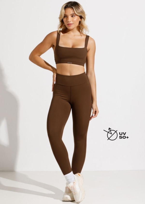 CALÇA LEGGING SUMMIT CO2 MARROM COM CINTURA ALTA