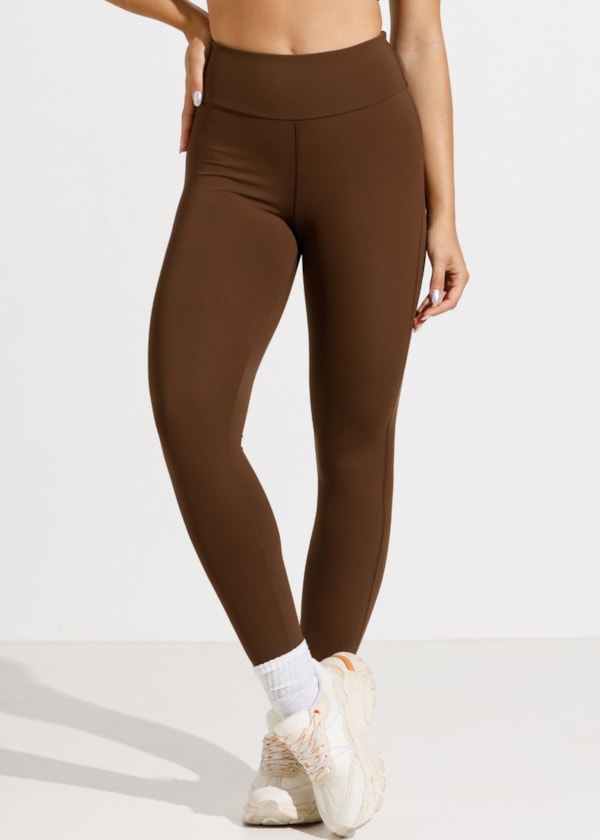 CALÇA LEGGING SUMMIT CO2 MARROM COM CINTURA ALTA