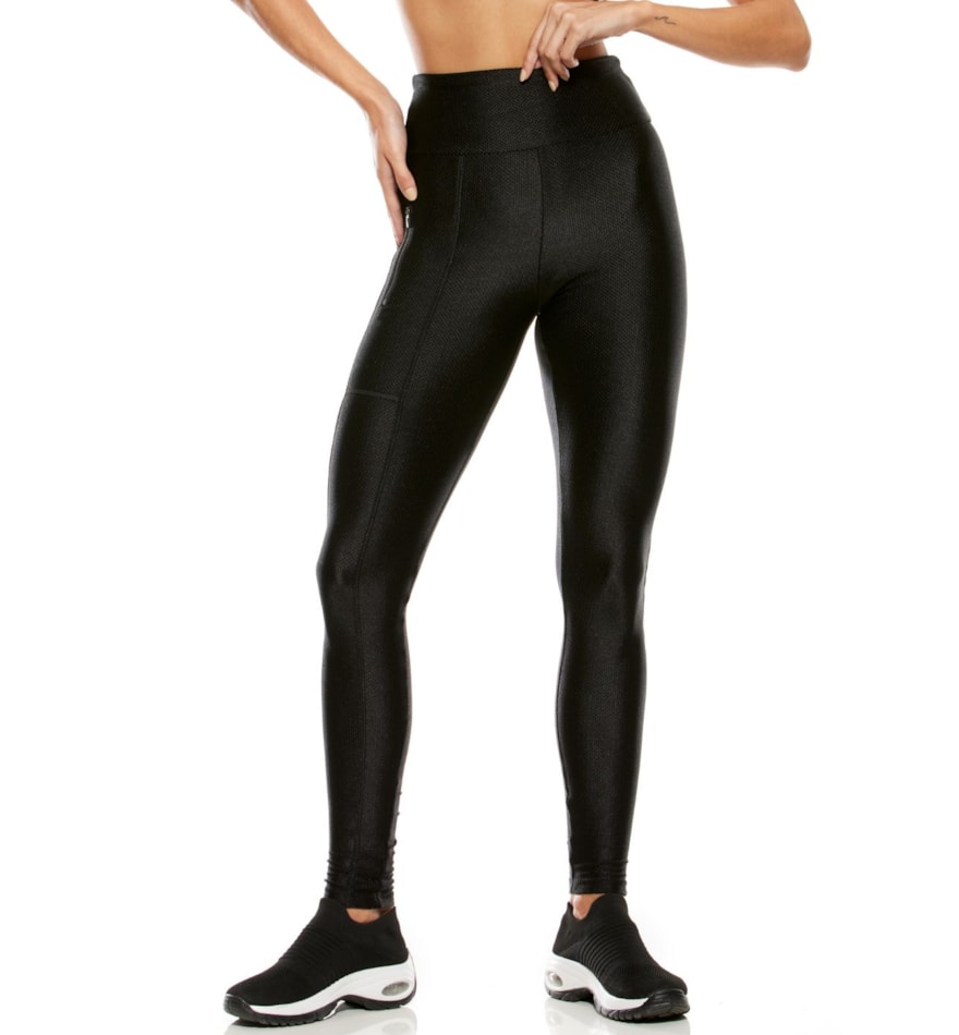 CALÇA LEGGING TEXTURIZADA CREATIVE PRETO COM BOLSO