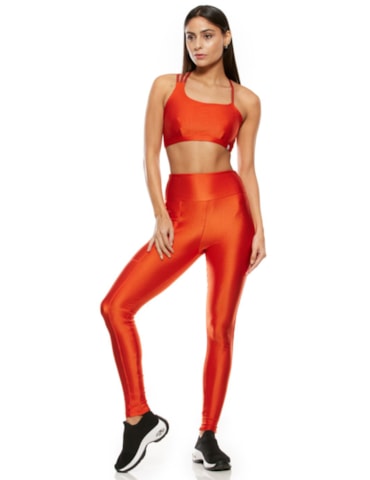 CALÇA LEGGING TEXTURIZADA CREATIVE VERMELHO COM BOLSO