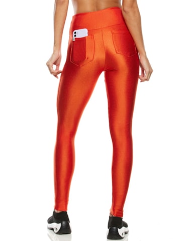 CALÇA LEGGING TEXTURIZADA CREATIVE VERMELHO COM BOLSO