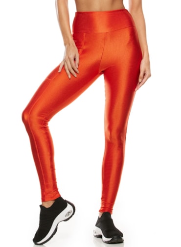 CALÇA LEGGING TEXTURIZADA CREATIVE VERMELHO COM BOLSO