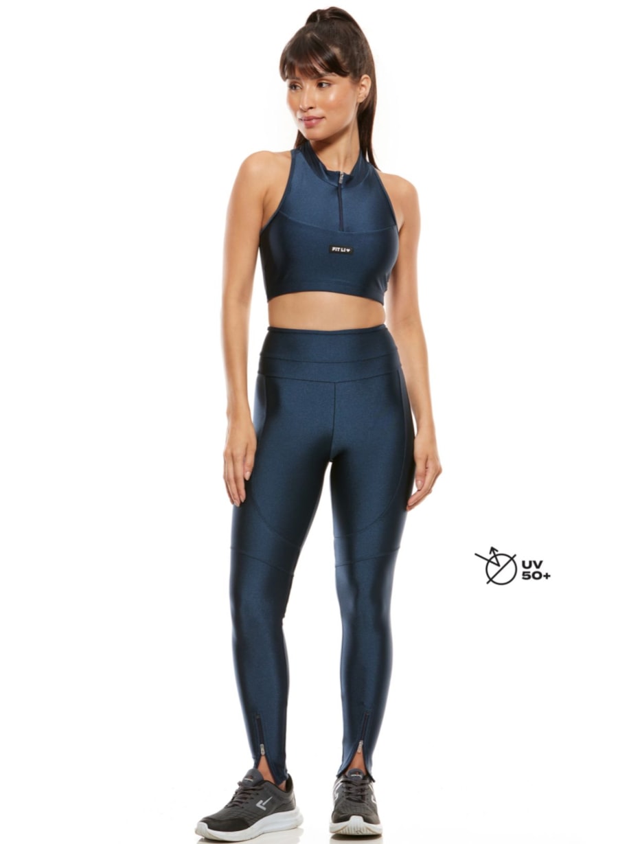 CALÇA LEGGING ZÍPER MARINHO SHARK