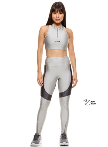 CALÇA LEGGING ZÍPER PRATA / GRAFITE