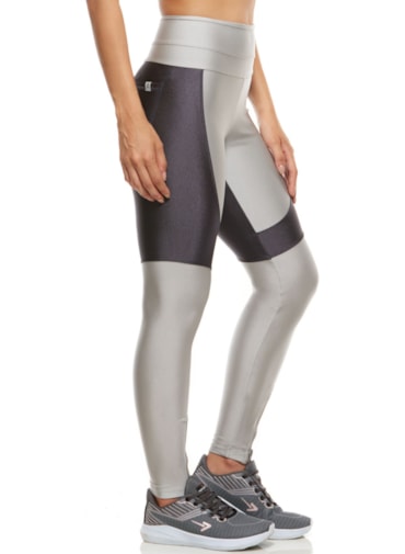 CALÇA LEGGING ZÍPER PRATA / GRAFITE