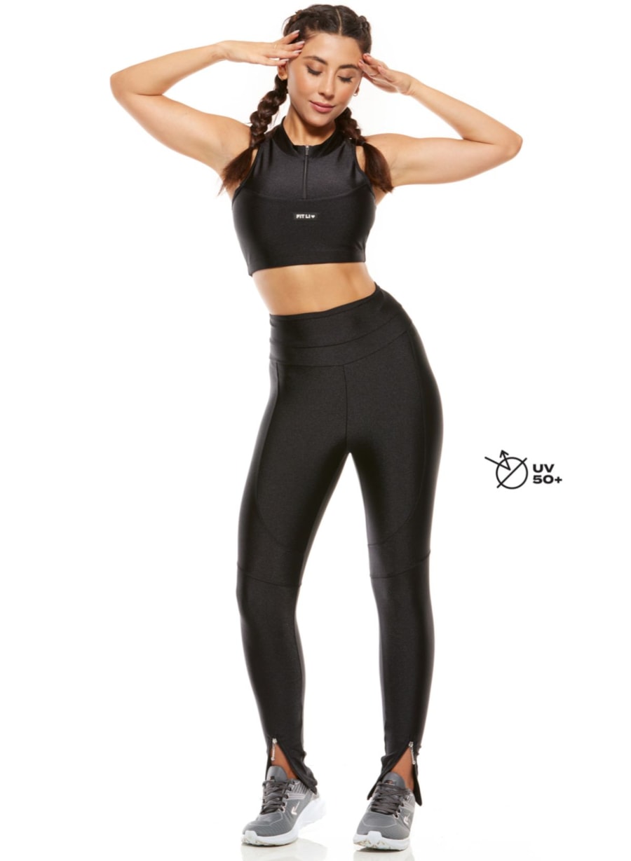 CALÇA LEGGING ZÍPER PRETA