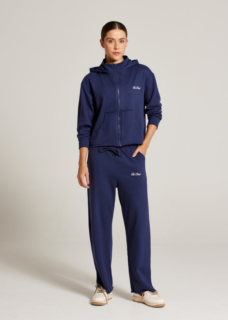 CALÇA MOLETOM WIDE SPORTY - MARINHO