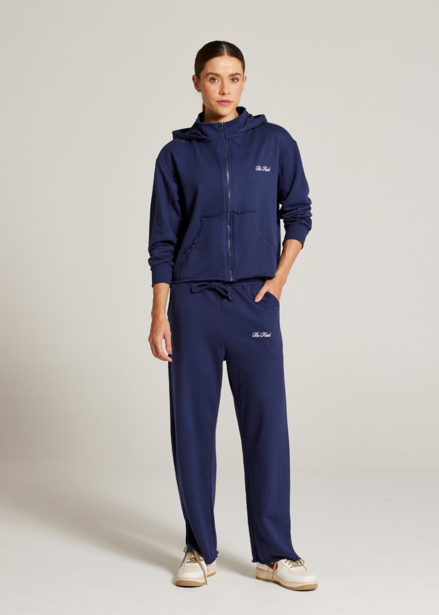 CALÇA MOLETOM WIDE SPORTY - MARINHO