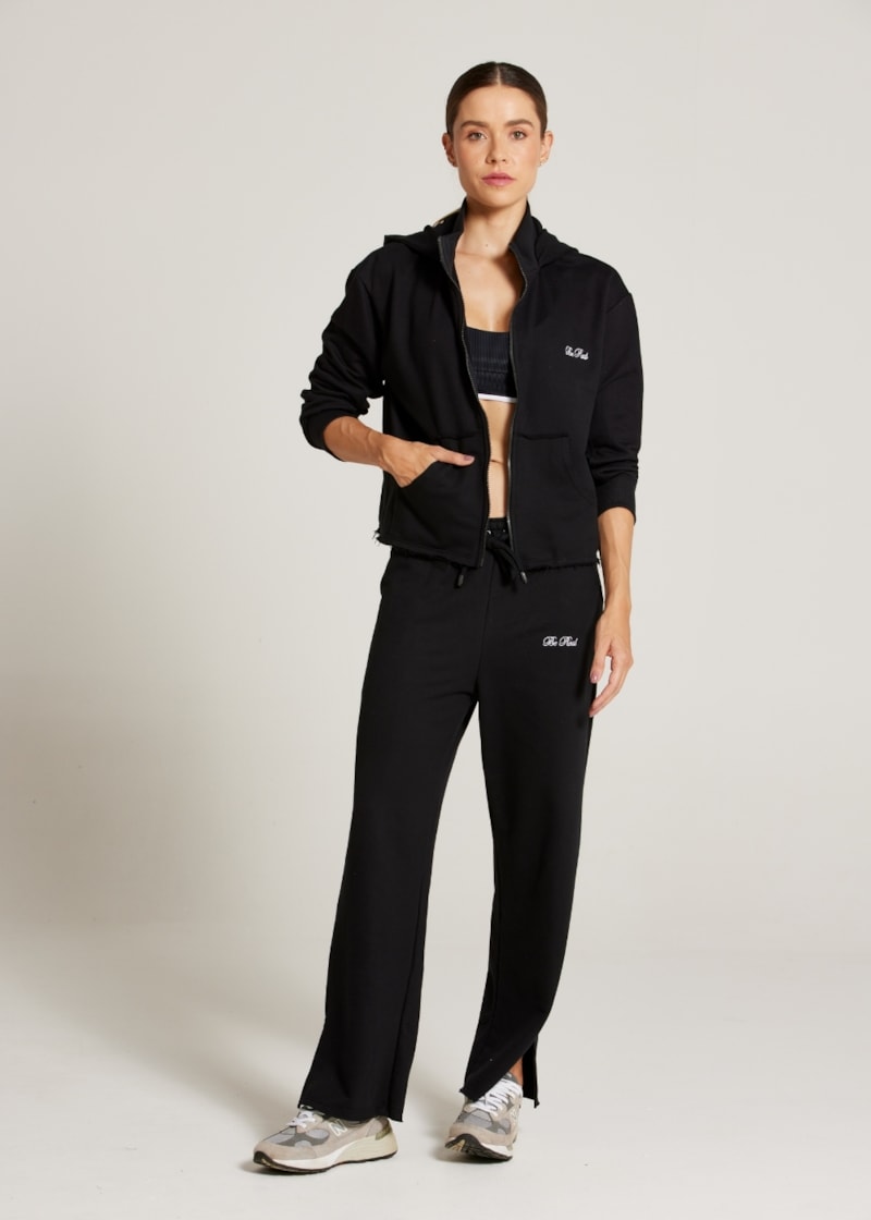 CALÇA MOLETOM WIDE SPORTY - PRETO