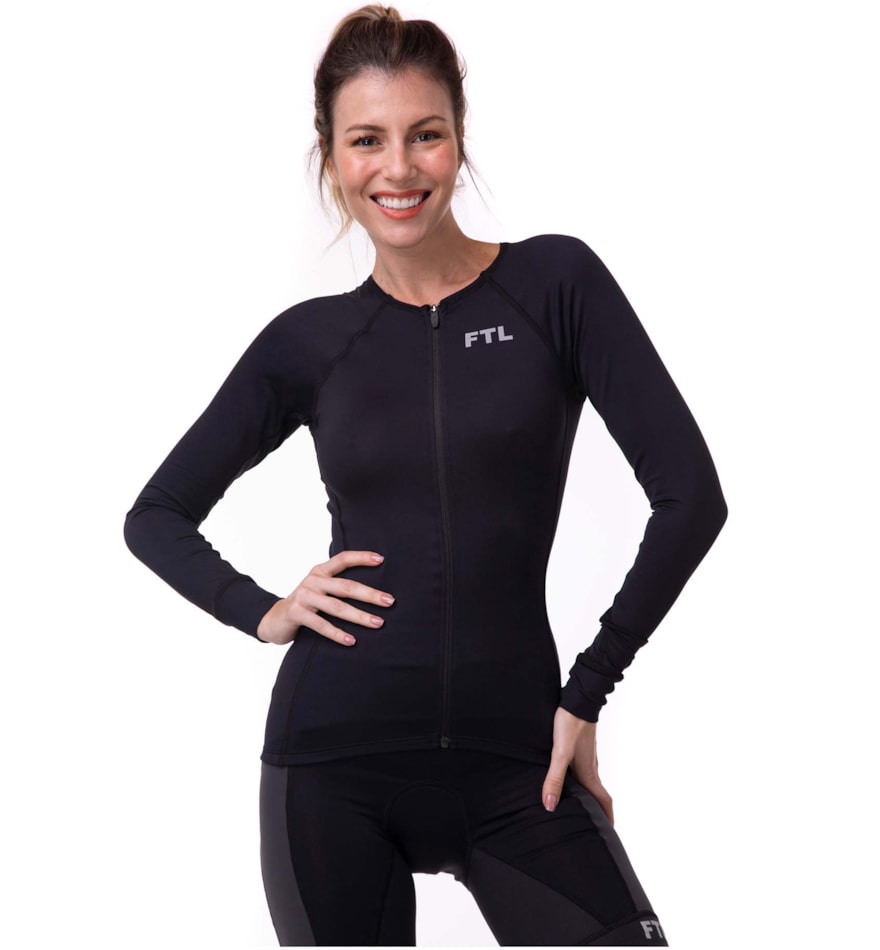 CAMISA MANGA LONGA CICLISMO PRETO CAMISA MANGA LONGA CICLISMO PRETO