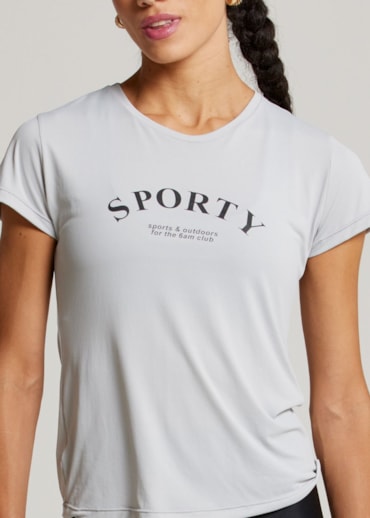 CAMISETA BABY LOOK DE POLIAMIDA AIR 6.AM CLUB CINZA