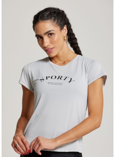 CAMISETA BABY LOOK DE POLIAMIDA AIR 6.AM CLUB CINZA CAMISETA BABY LOOK DE POLIAMIDA AIR 6.AM CLUB CINZA