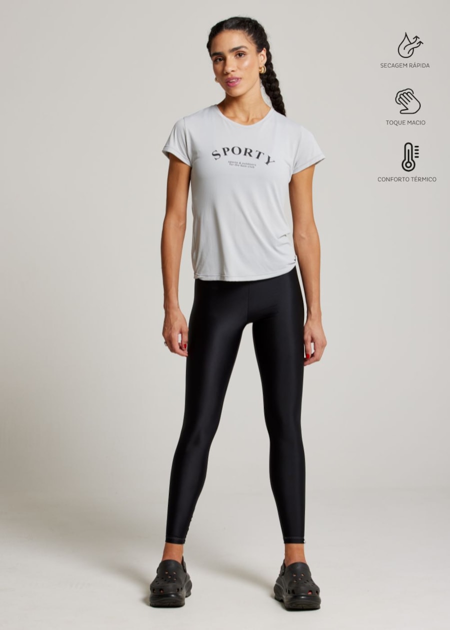 CAMISETA BABY LOOK DE POLIAMIDA AIR 6.AM CLUB CINZA