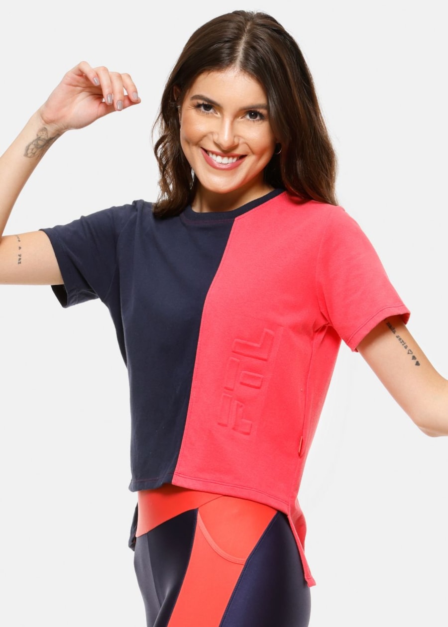 CAMISETA FUTURE AZUL MARINHO COM CORAL