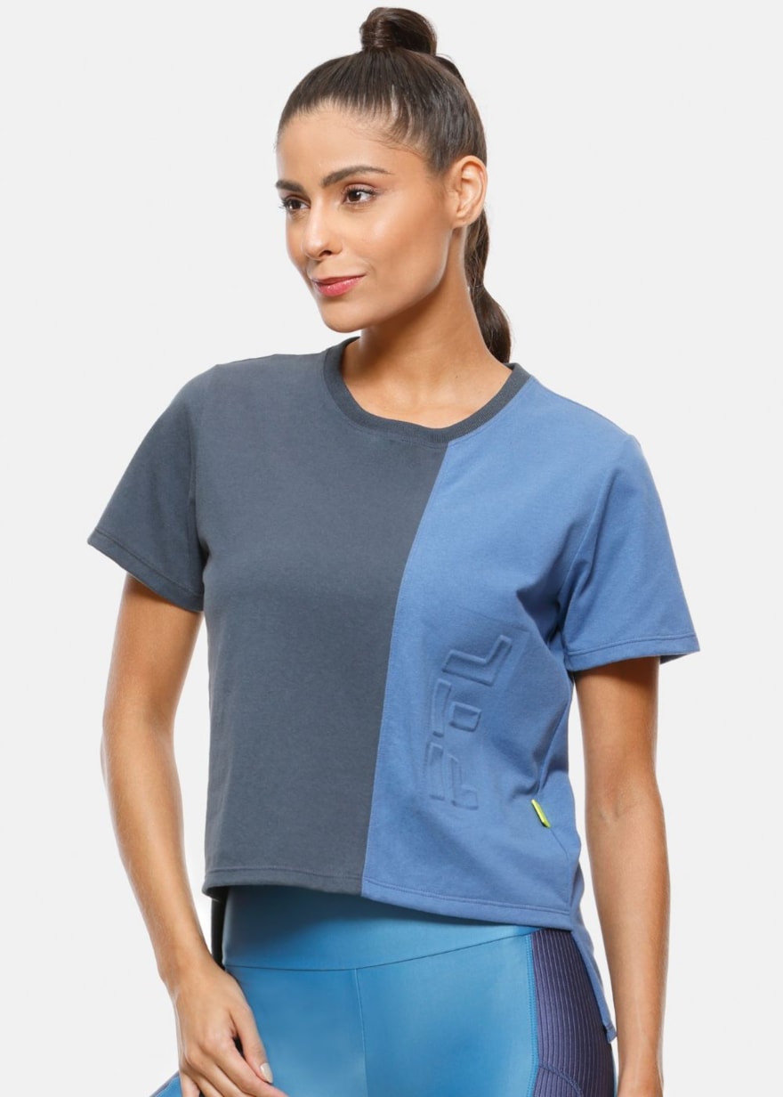 CAMISETA FUTURE CINZA COM AZUL