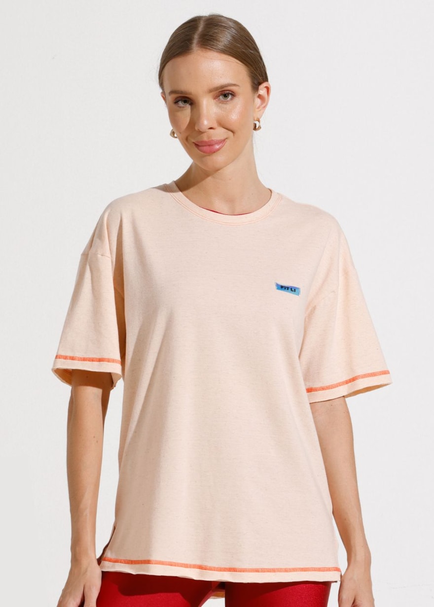 CAMISETA OVERSIZED SUMMER ROSA PÊSSEGO CAMISETA OVERSIZED SUMMER ROSA PÊSSEGO
