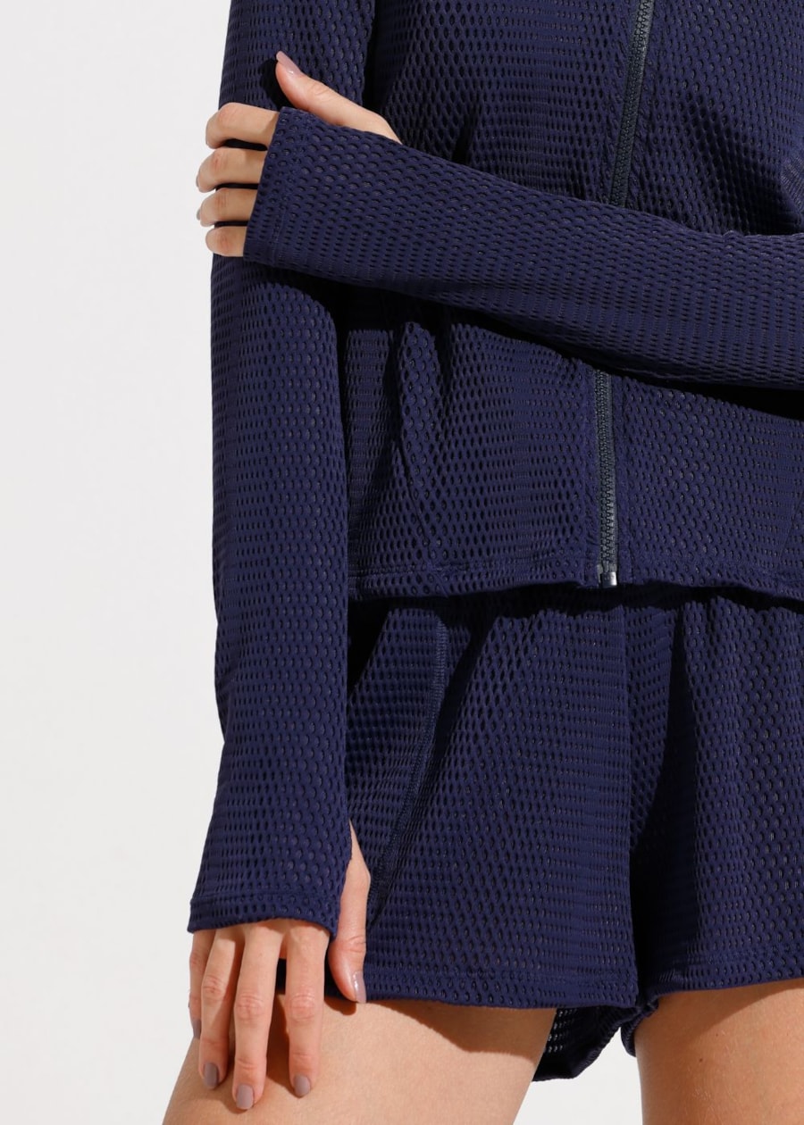 JAQUETA ESPORTIVA ROAD AZUL MARINHO TEXTURIZADA