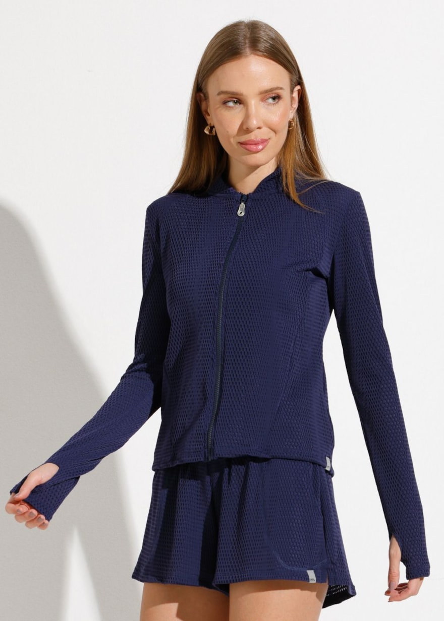 JAQUETA ESPORTIVA ROAD AZUL MARINHO TEXTURIZADA JAQUETA ESPORTIVA ROAD AZUL MARINHO TEXTURIZADA