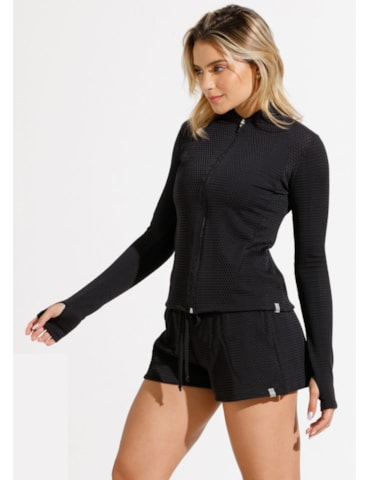 JAQUETA ESPORTIVA ROAD PRETA TEXTURIZADA JAQUETA ESPORTIVA ROAD PRETA TEXTURIZADA