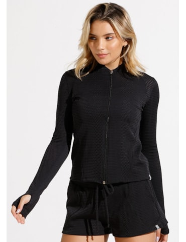 JAQUETA ESPORTIVA ROAD PRETA TEXTURIZADA JAQUETA ESPORTIVA ROAD PRETA TEXTURIZADA