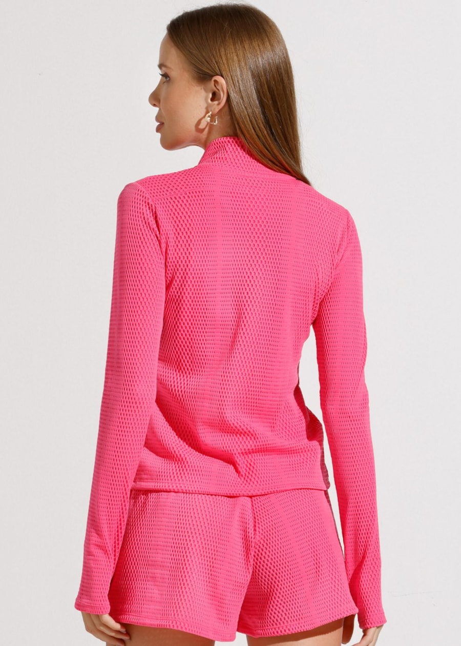 JAQUETA ESPORTIVA ROAD ROSA PINK TEXTURIZADA