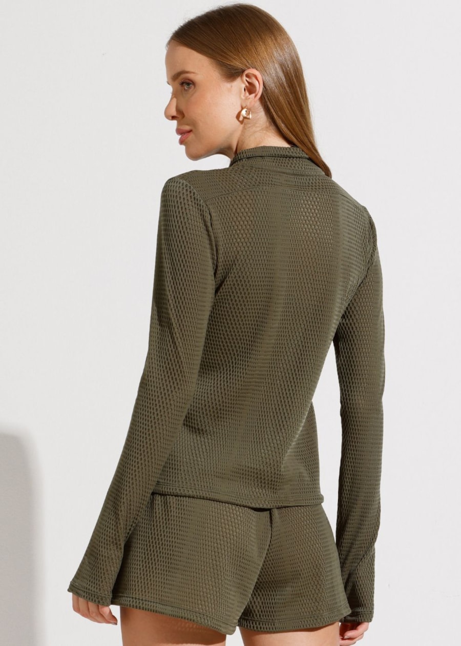 JAQUETA ESPORTIVA ROAD VERDE ESCURO TEXTURIZADA