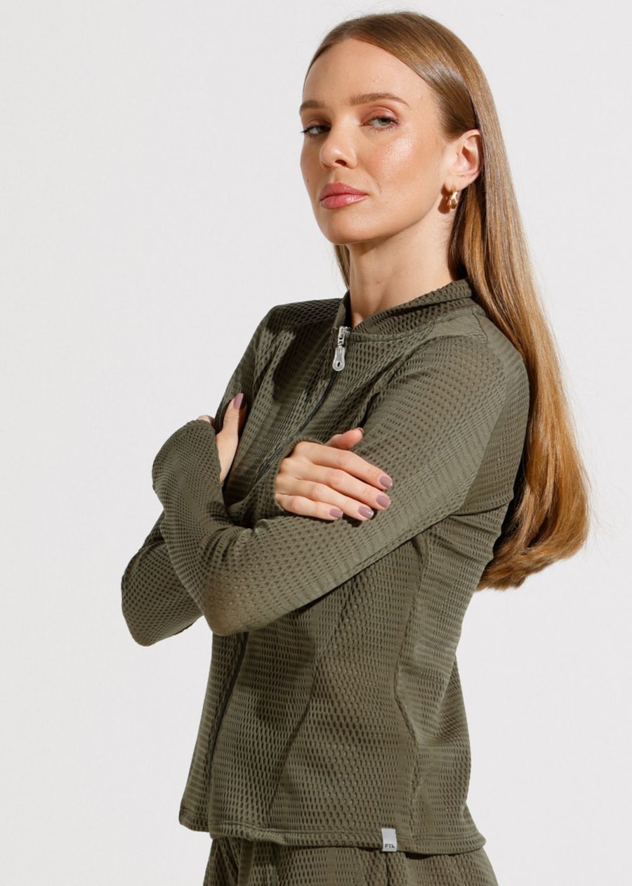 JAQUETA ESPORTIVA ROAD VERDE ESCURO TEXTURIZADA