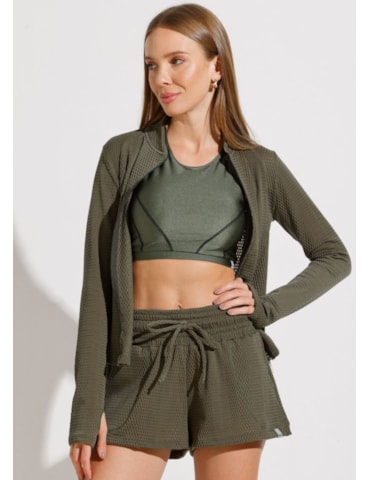 JAQUETA ESPORTIVA ROAD VERDE ESCURO TEXTURIZADA JAQUETA ESPORTIVA ROAD VERDE ESCURO TEXTURIZADA