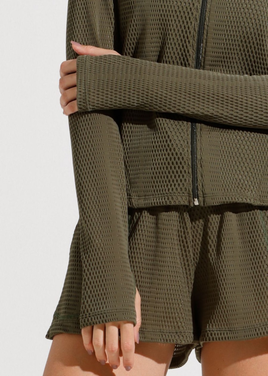 JAQUETA ESPORTIVA ROAD VERDE ESCURO TEXTURIZADA