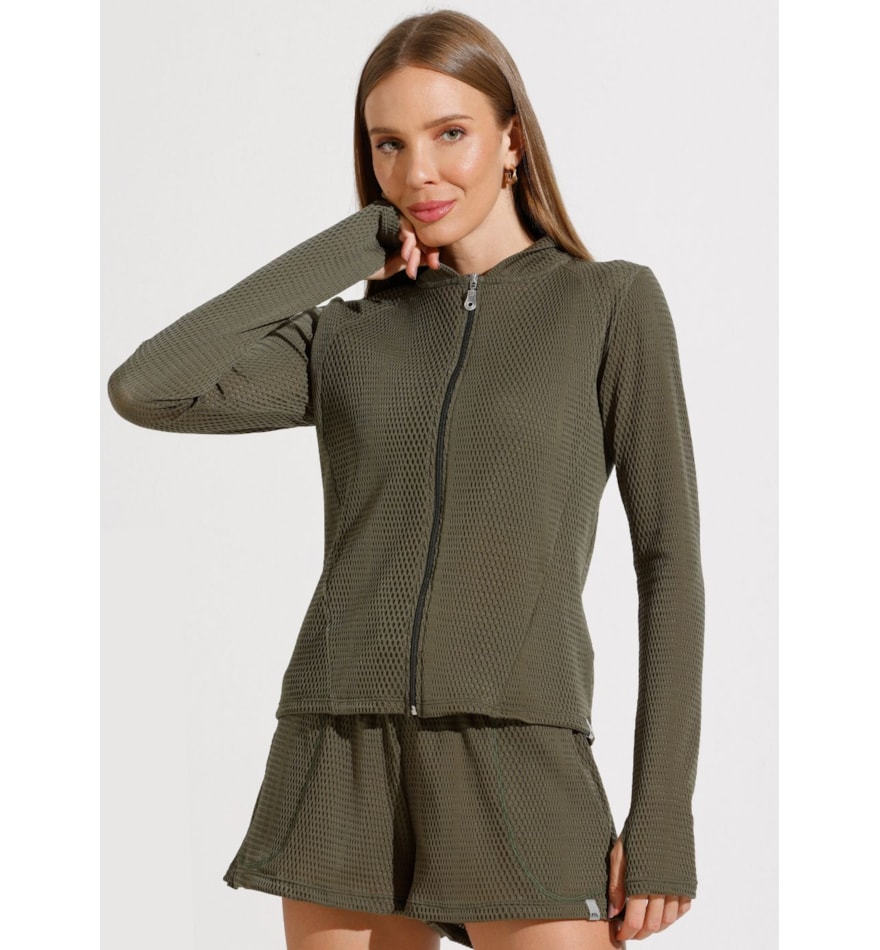 JAQUETA ESPORTIVA ROAD VERDE ESCURO TEXTURIZADA JAQUETA ESPORTIVA ROAD VERDE ESCURO TEXTURIZADA