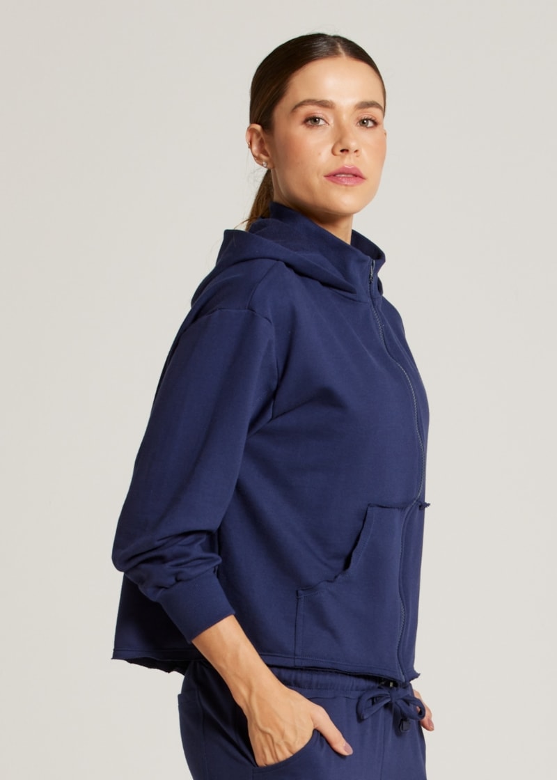 JAQUETA MOLETOM SPORTY - MARINHO