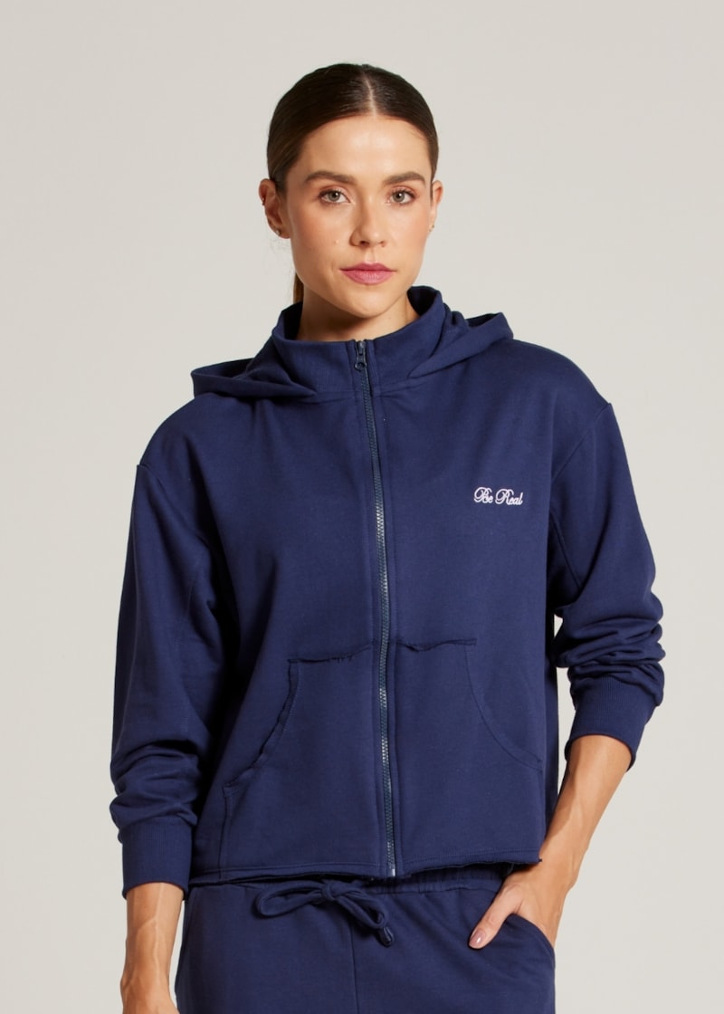 JAQUETA MOLETOM SPORTY - MARINHO