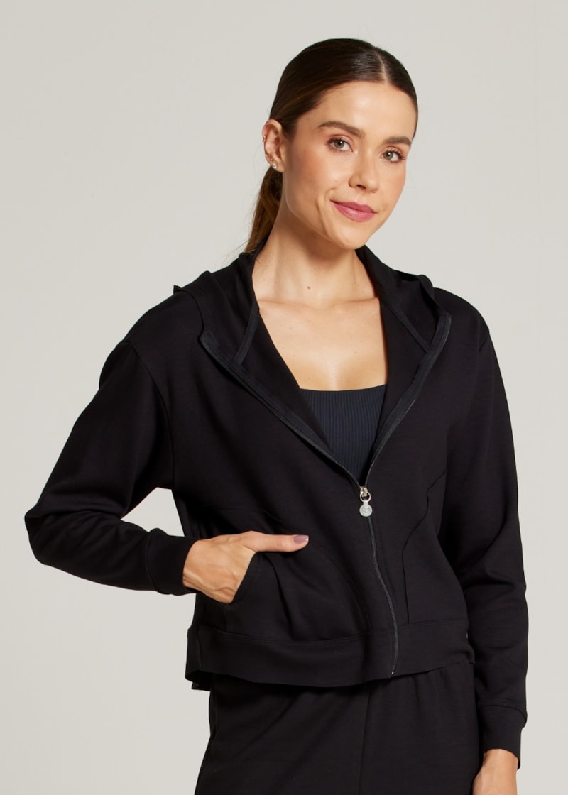 JAQUETA MOLETOM SPORTY - PRETO