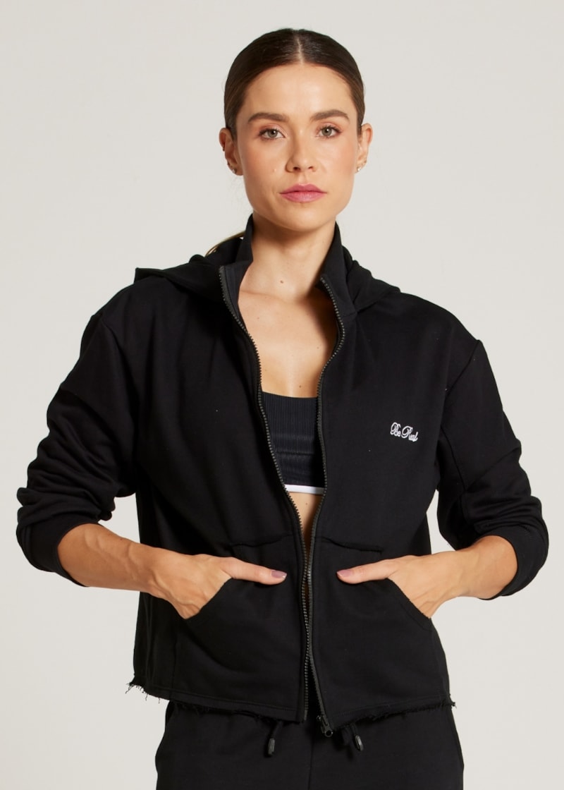 JAQUETA MOLETOM SPORTY - PRETO