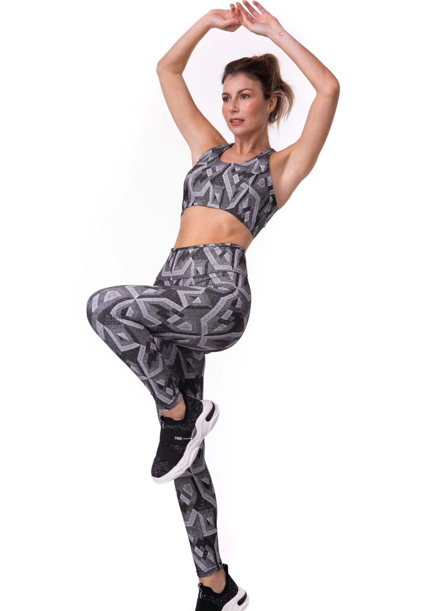 LEGGING JACQUARD BENSPORT PRETO/BRANCO