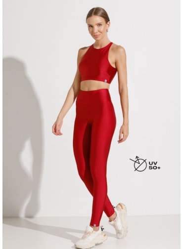 LEGGING LISA CÓS ALTO TRILOBAL VERMELHO CEREJA COM CINTURA ALTA