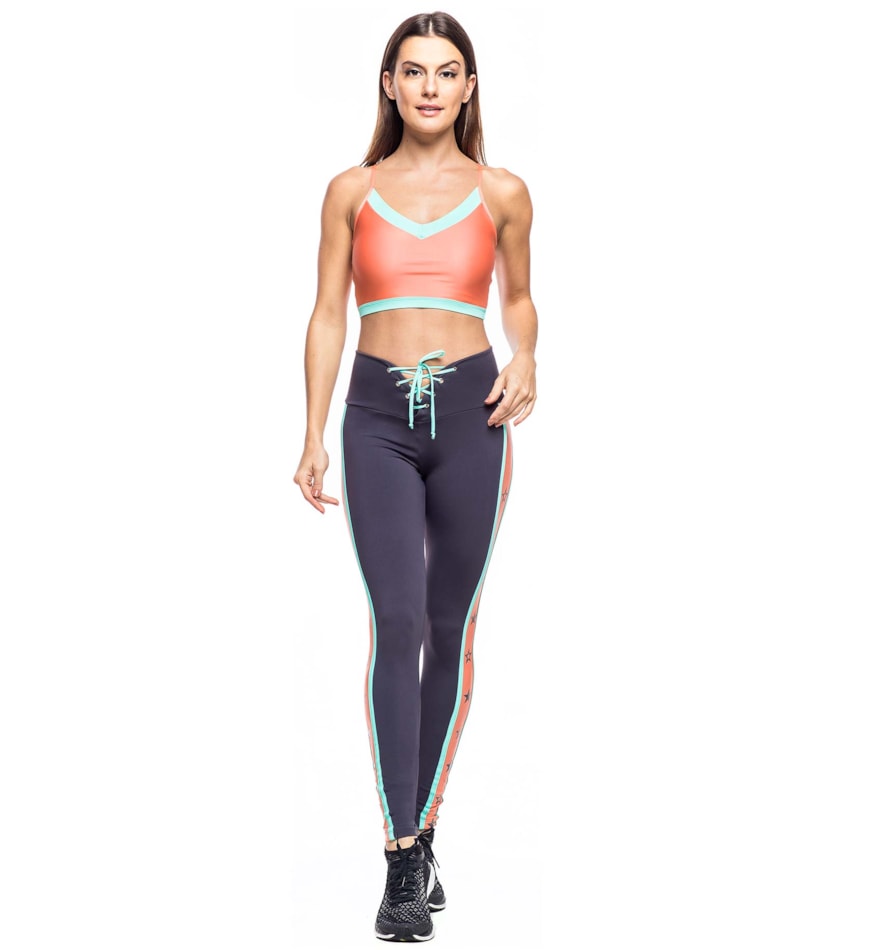 LEGGING TEAM CINZA/LARANJA/VERDE CLARO