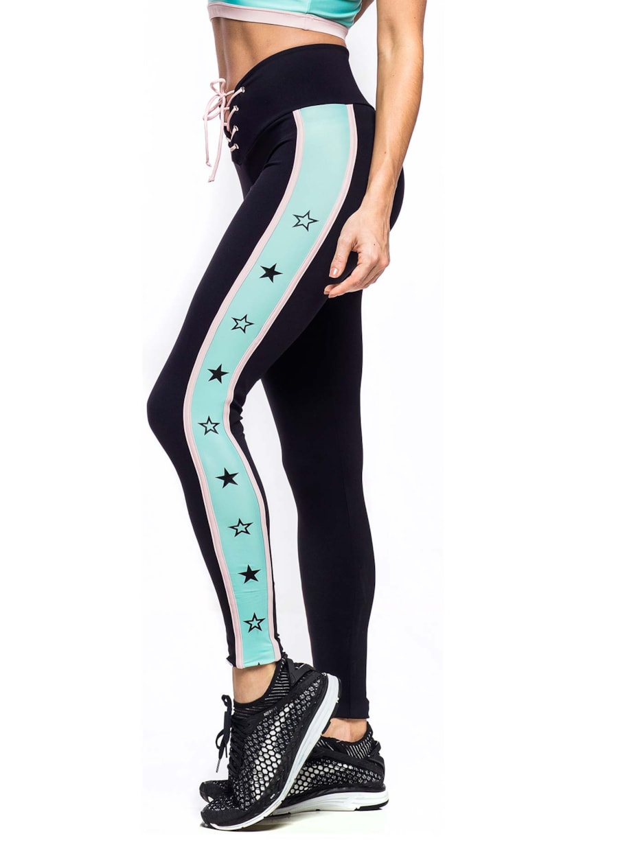 LEGGING TEAM PRETO/VERDE CLARO/ROSA CLARO