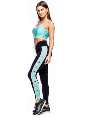 LEGGING TEAM PRETO/VERDE CLARO/ROSA CLARO LEGGING TEAM PRETO/VERDE CLARO/ROSA CLARO