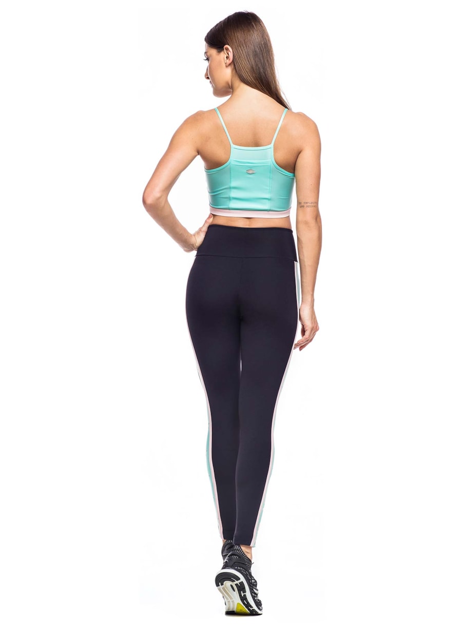 LEGGING TEAM PRETO/VERDE CLARO/ROSA CLARO