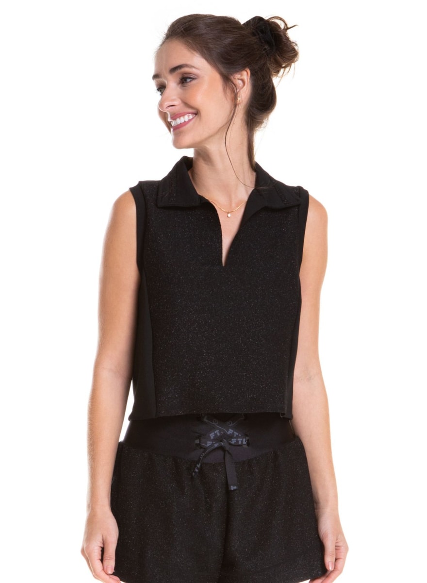 REGATA POLO GLITTER PRETO REGATA POLO GLITTER PRETO