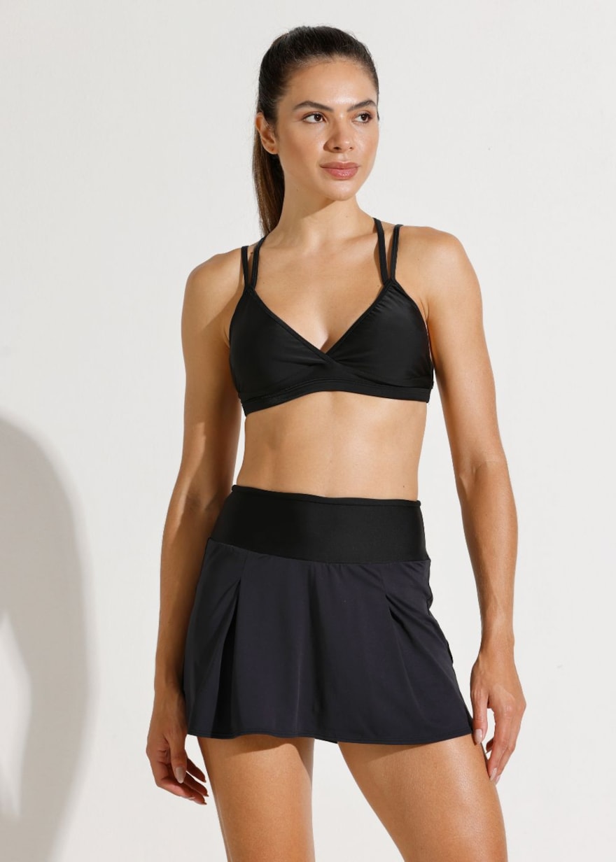 SAIA SHORT COM BOLSO FIT PRETO SAIA SHORT COM BOLSO FIT PRETO