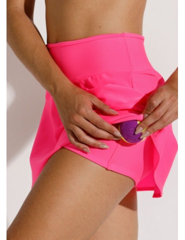 SAIA SHORT COM BOLSO FIT ROSA NEON