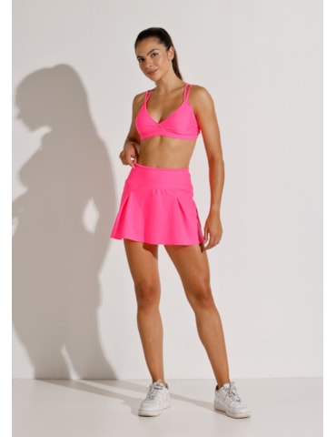 SAIA SHORT COM BOLSO FIT ROSA NEON