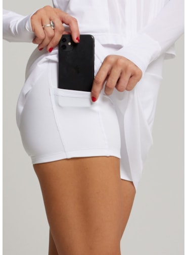 SAIA SHORT ESPORTIVA WELNESS BRANCA COM BOLSO